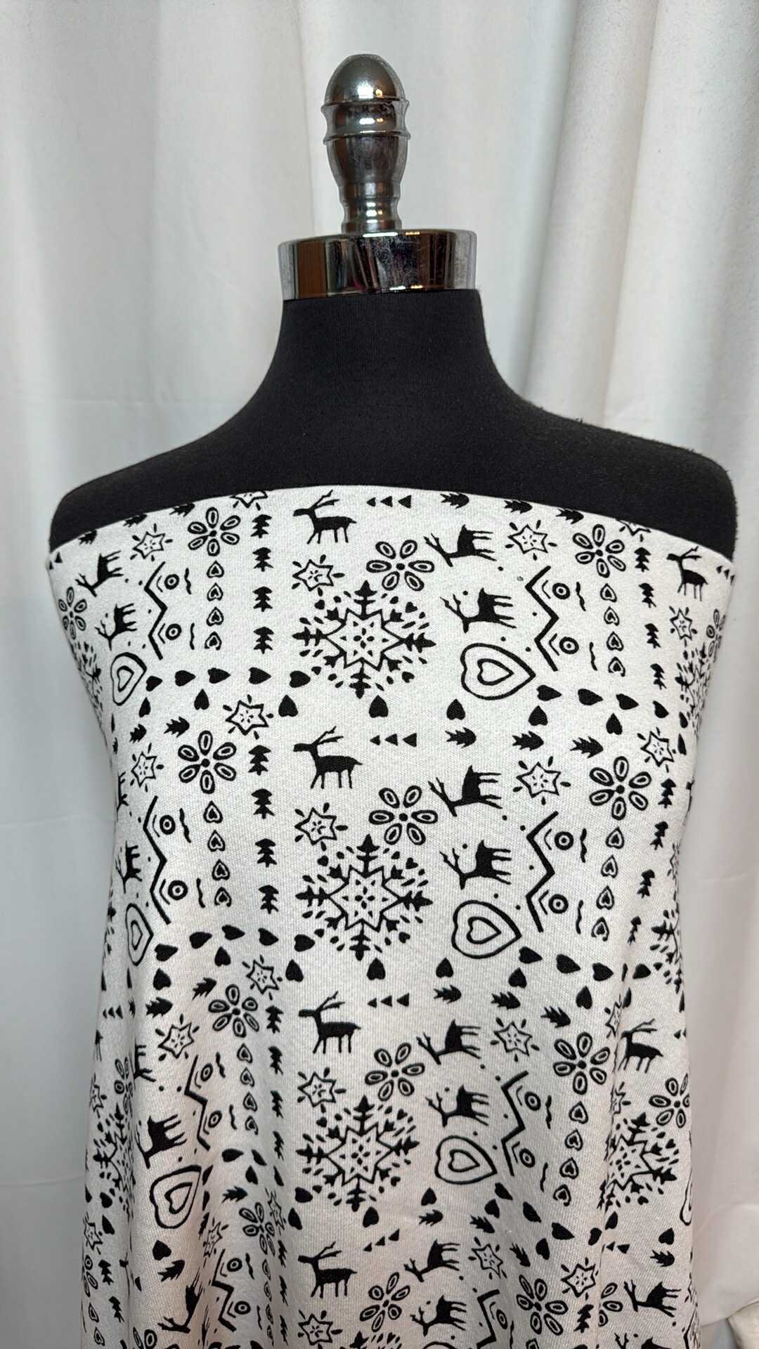 Black/White Winter - Cotton French Terry - 3 Yard Cut