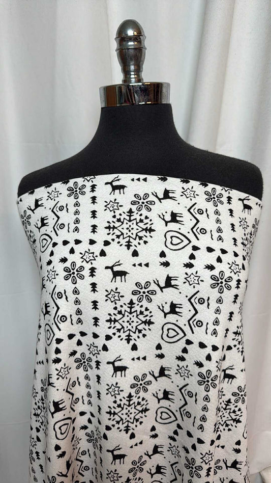 Black/White Winter - Cotton French Terry - 2 Yard Cut