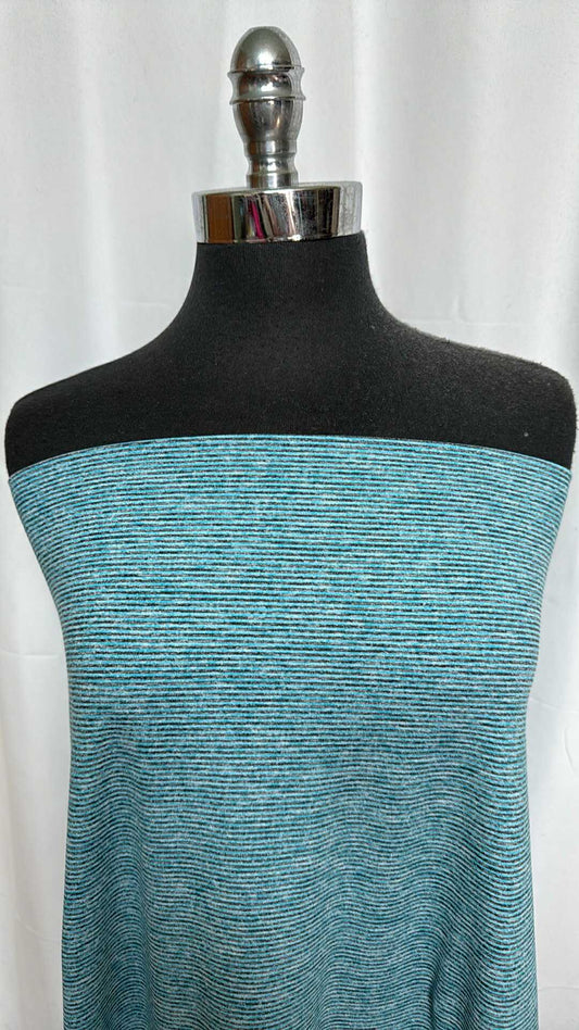 Teal Thin Stripe - Mid-Weight Peached Performance - By the Yard