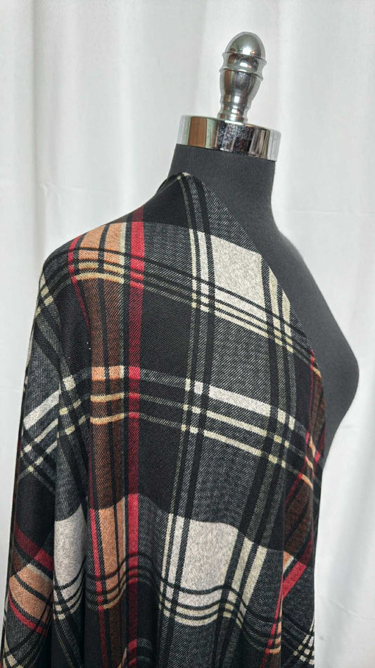 Diagonal Plaid - Brushed Hacci Sweater Knit - 2 Yard Cut