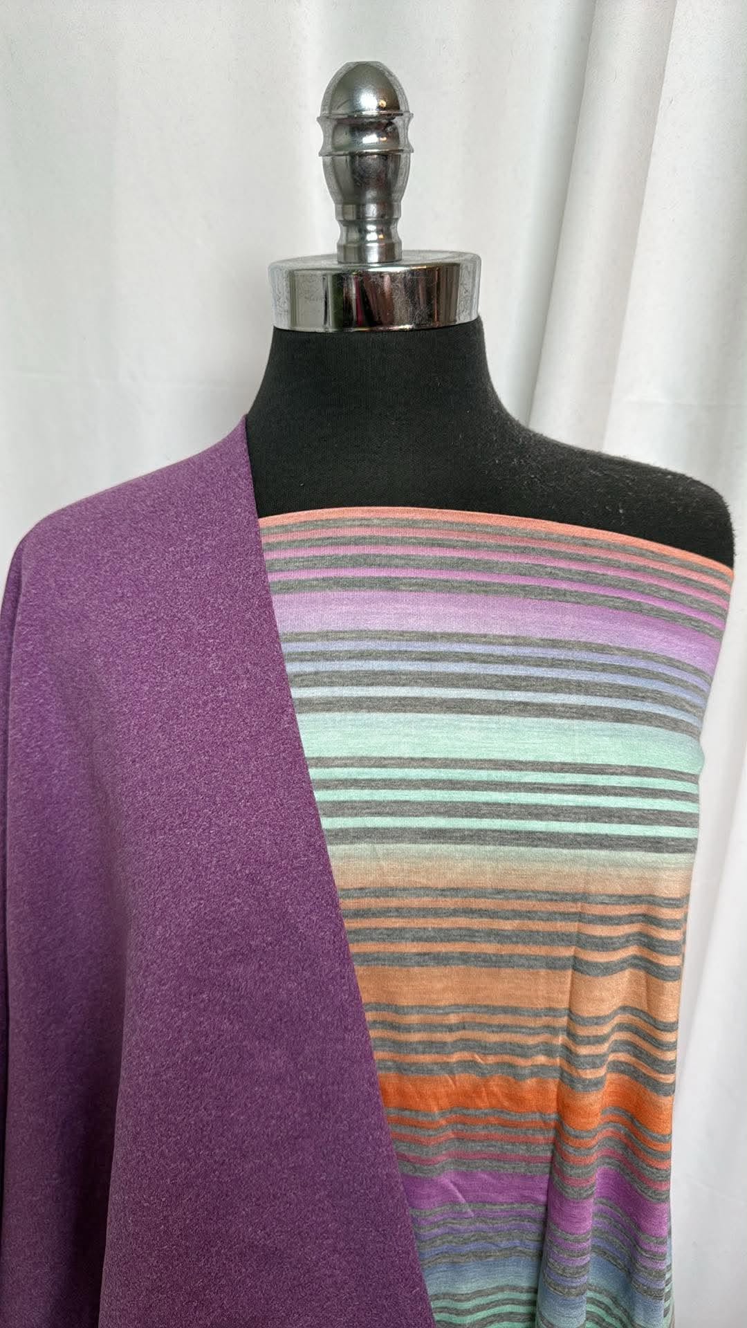 PURPLE/STRIPE BUNDLE : 1YD Purple 410gsm Peached PF & 2YD Stripe R/S : A30679