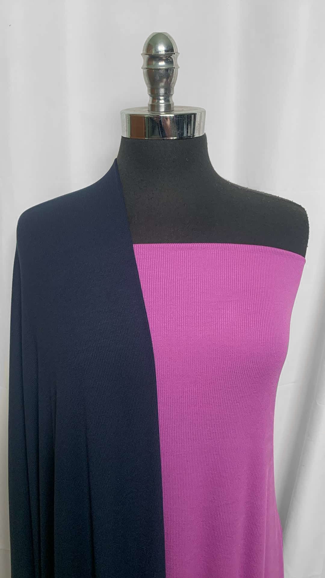 NAVY/ORCHID BUNDLE : 2YD Navy Modal/Spandex Rib & 2YD Orchid Modal/Spandex Rib : A25908