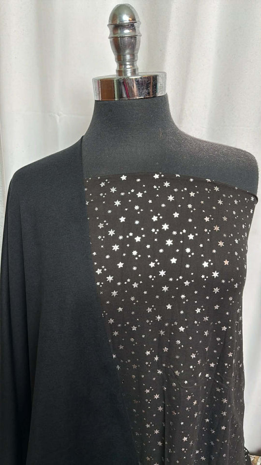 BLACK/FOIL STAR BUNDLE : 2YD Foil Star DBP & 1.5YD Black 2-Tone Peached PF : A29850