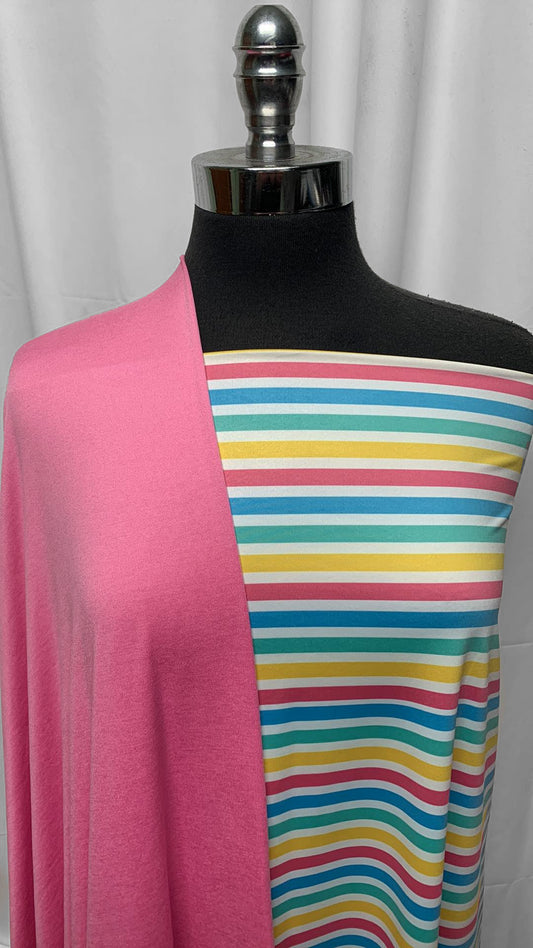 PINK/MULTI STRIPE BUNDLE : 2YD Pink Featherweight PF & 2YD Multi Stripe N/S : A25258
