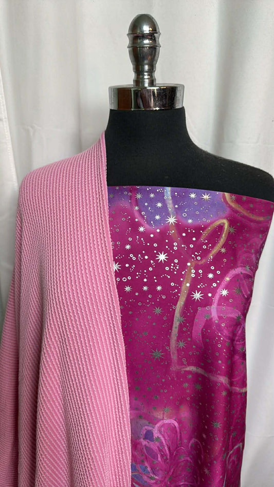 FUCHSIA/PINK RIB BUNDLE : 2YD Fuchsia Foil Yoga PF & 1YD Pink Urban Rib : A29552