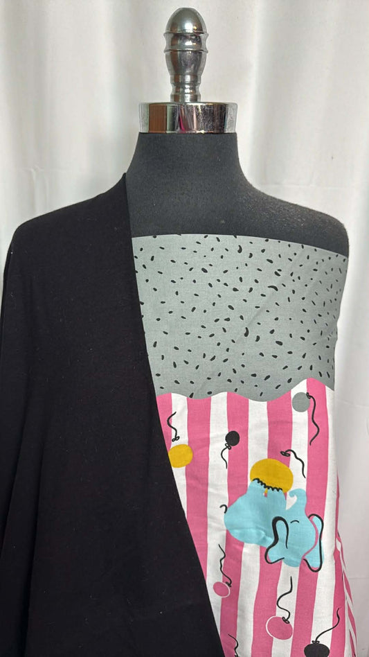 BLACK/ELEPHANT BUNDLE : 2YD Black 95/5 C/S & 2YD Elephant Cotton Poplin : A29528