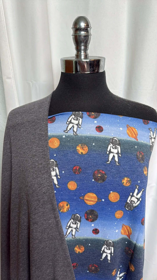 ASTRONAUTS/TRIBLEND BUNDLE : 1.5YD Charcoal Triblend & 1.5YD Astronauts PRS FT : A29594