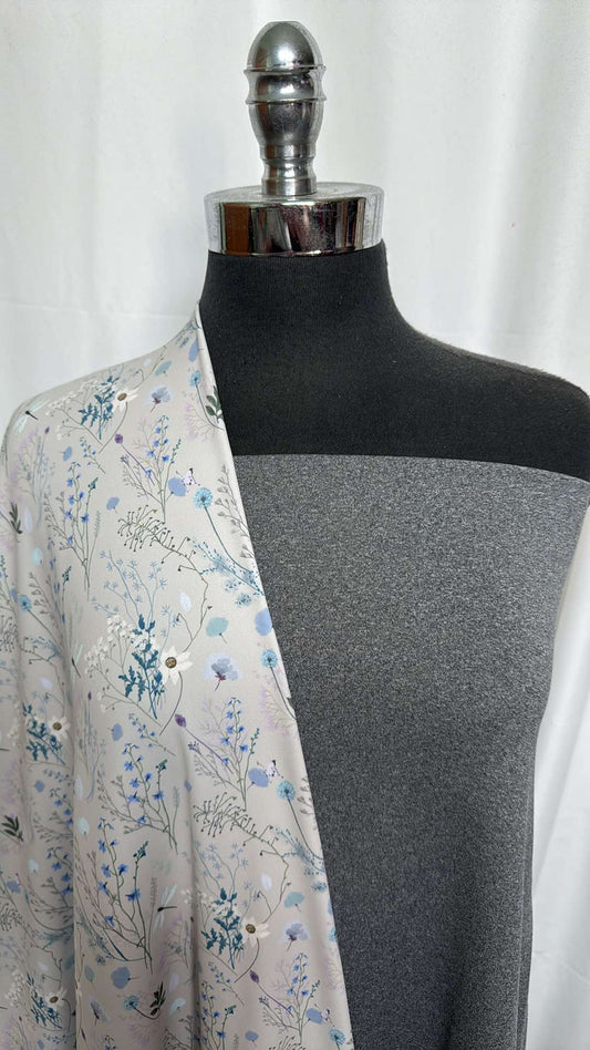 HEATHER CHARCOAL/FLORAL BUNDLE : 2YD Heather Charcoal PF FT & 2YD Floral Lightly-Brushed PF : A27349
