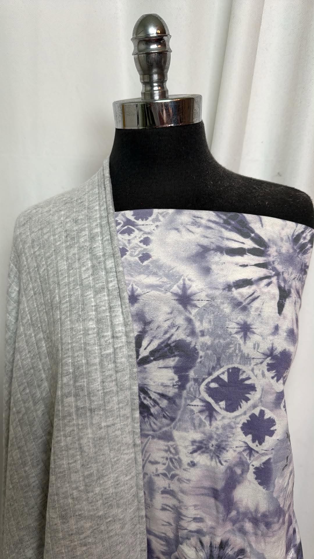 HEATHER GREY/TIE DYE BUNDLE : 1YD Tie Dye PRS FT & 2YD Heather Grey Rib Brushed Hacci SK : A30793