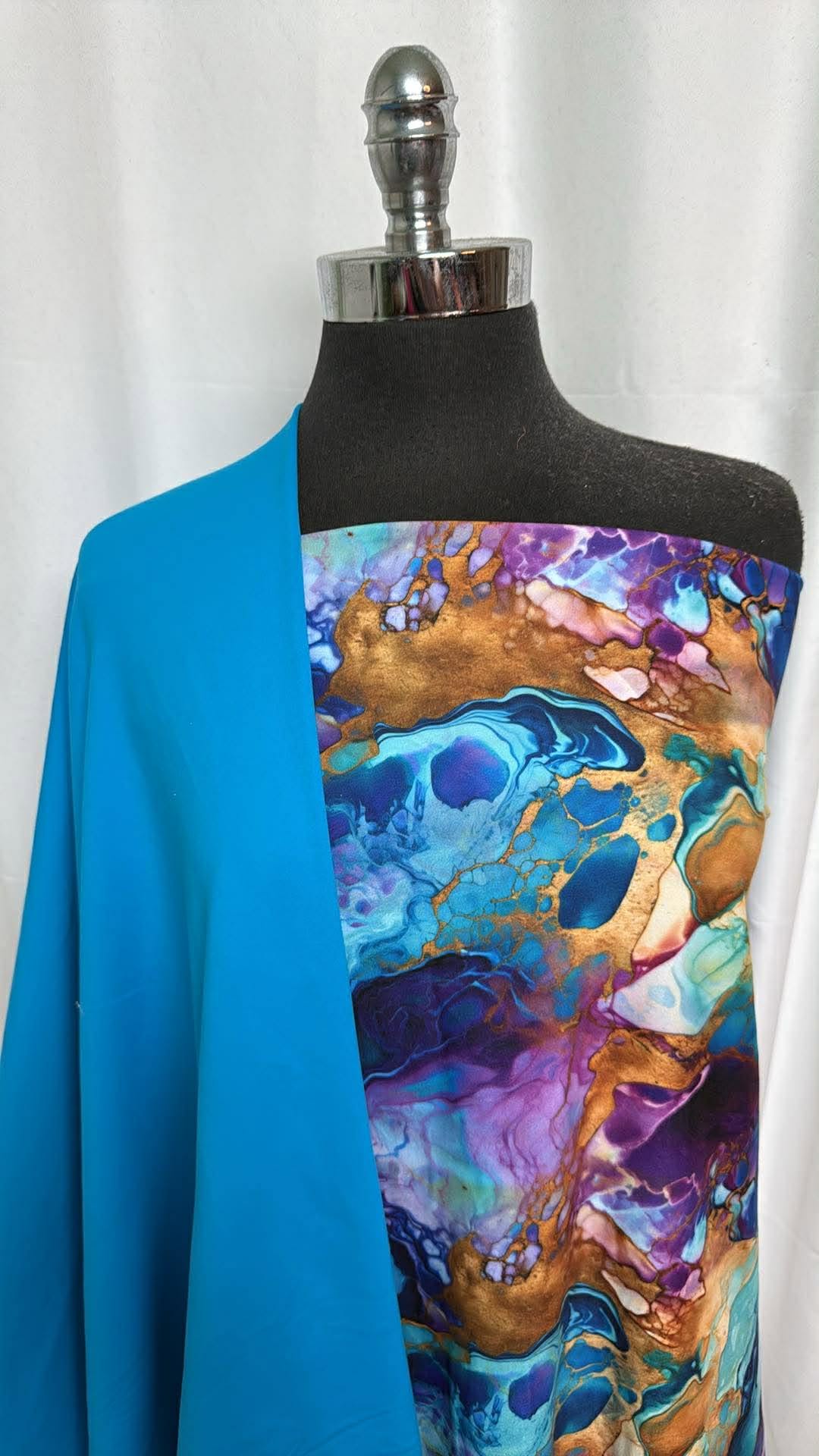 TURQUOISE/LIQUID MAJESTY BUNDLE : 1YD Liquid Majesty Single-Brushed PF & 1YD Turquoise Supplex : A30391
