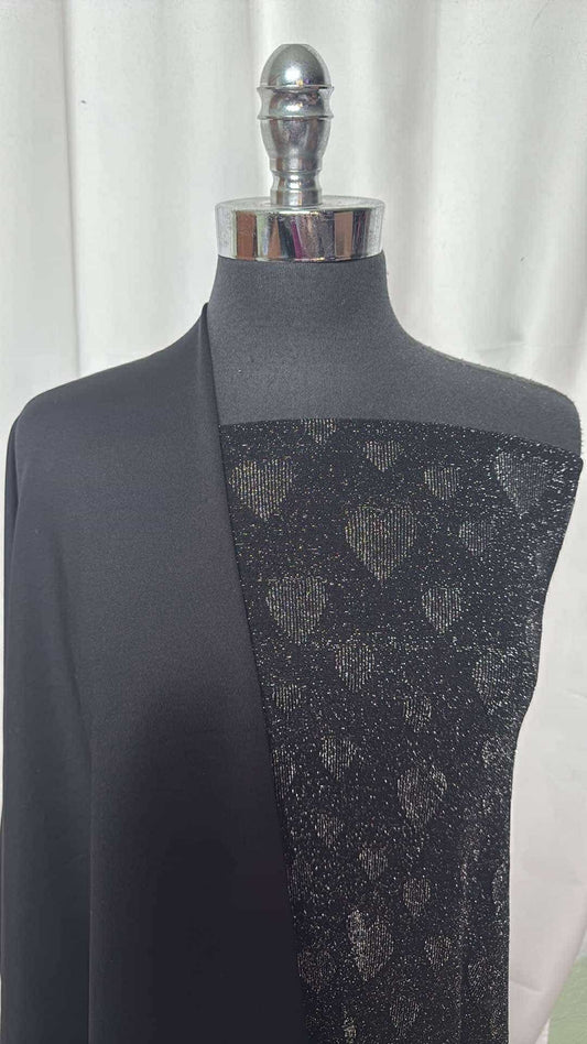 BLACK LUREX HEART BUNDLE : 2YD Black Lurex Heart P/S & 2YD Black Heavy PF : A26941