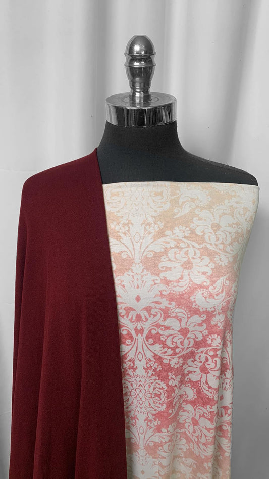 BURGUNDY/OMBRE PAISLEY BUNDLE : 2YD Ombre Paisley R/S & 2YD Burgundy Oakley SK : A2278