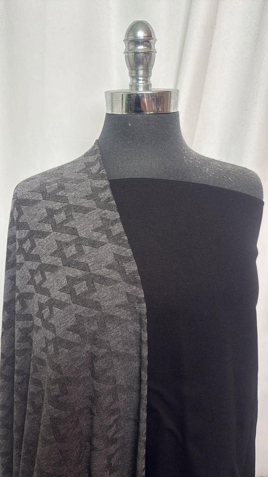 BLACK/CHARCOAL HOUNDSTOOTH BUNDLE : 2YD Black Nylon Ponte & 2YD Charcoal Houndstooth SK : A30901