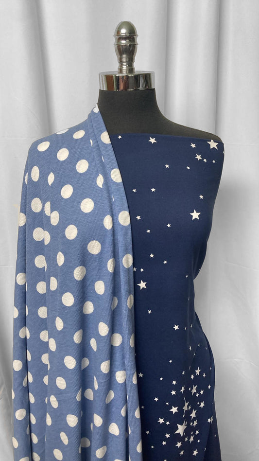 STAR/POLKA DOT BUNDLE : 2YD Navy Star DBP & 2YD Blue Polka Dot Thermal : A24978