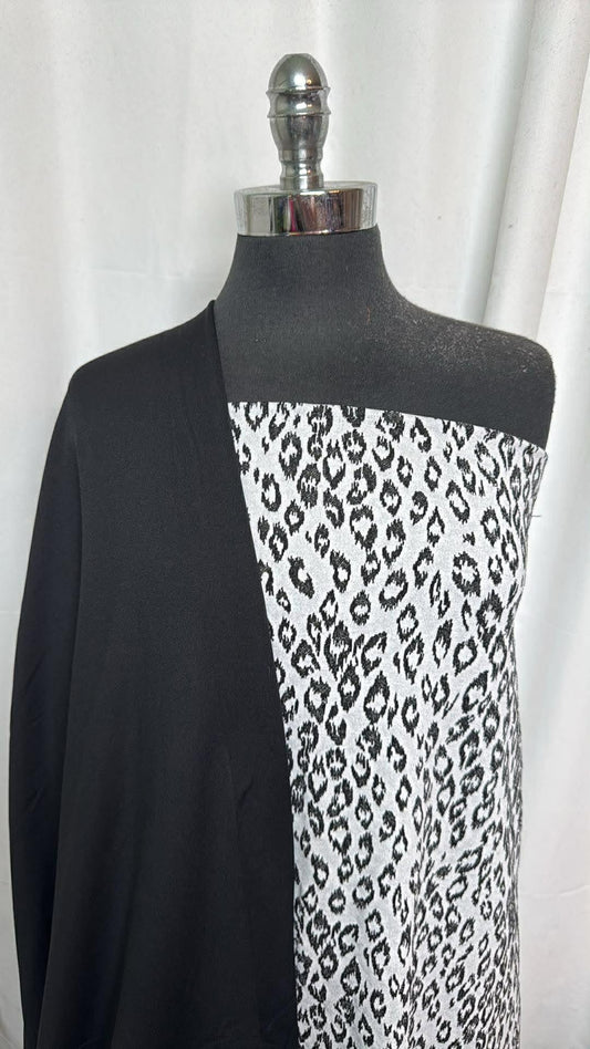 BLACK/LEOPARD BUNDLE : 2YD Leopard Jacquard PF (42" Wide) & 2YD Black Brushed-Back PF : A30439