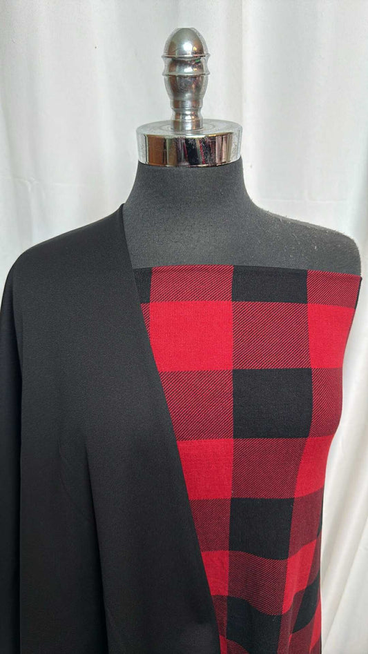 BLACK/BUFFALO PLAID BUNDLE : 2YD Buffalo Plaid Oakley SK & 2YD Black Poly Fleece : A28307