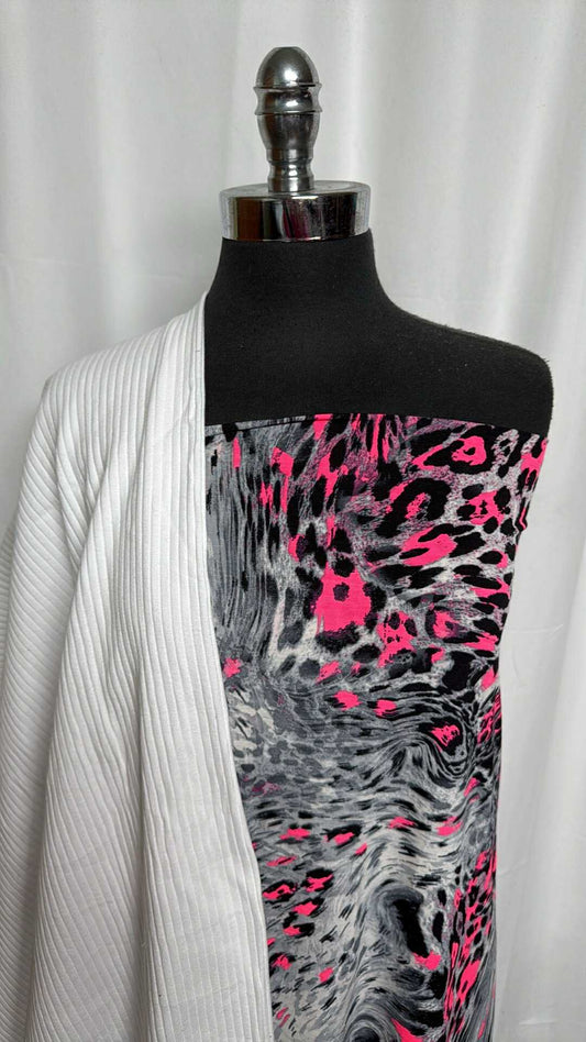 PINK LEOPARD/RIB BUNDLE : 2.5YD Pink Leopard Bulgari & 1YD Heavy C/S Rib : A29303