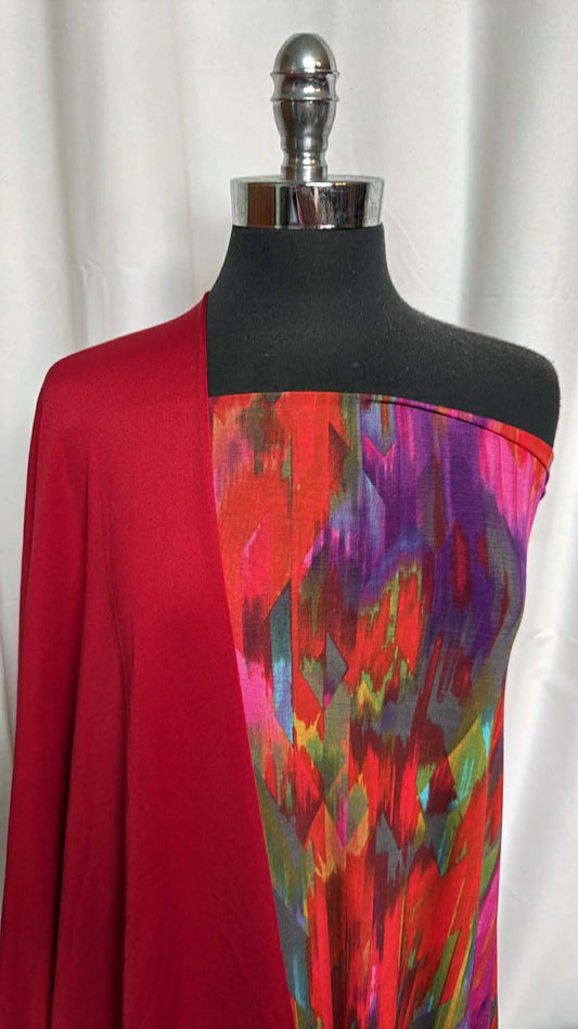 RED/GEO BUNDLE : 4YD Geo Bulgari & 1.5YD Red N/S Swim : A29600