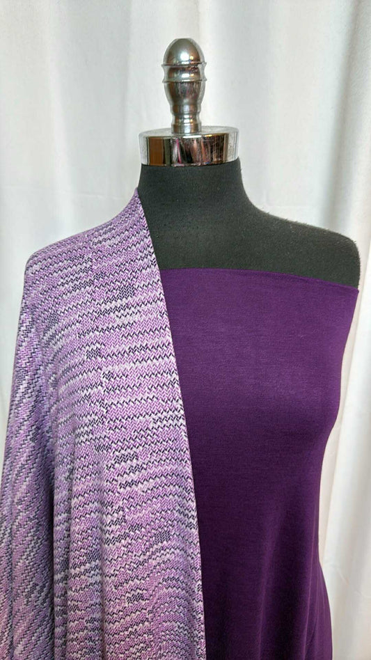 PURPLE "KNITTED" BUNDLE : 2YD "Knitted" Brushed Hacci SK & 2YD Purple R/S : A28705