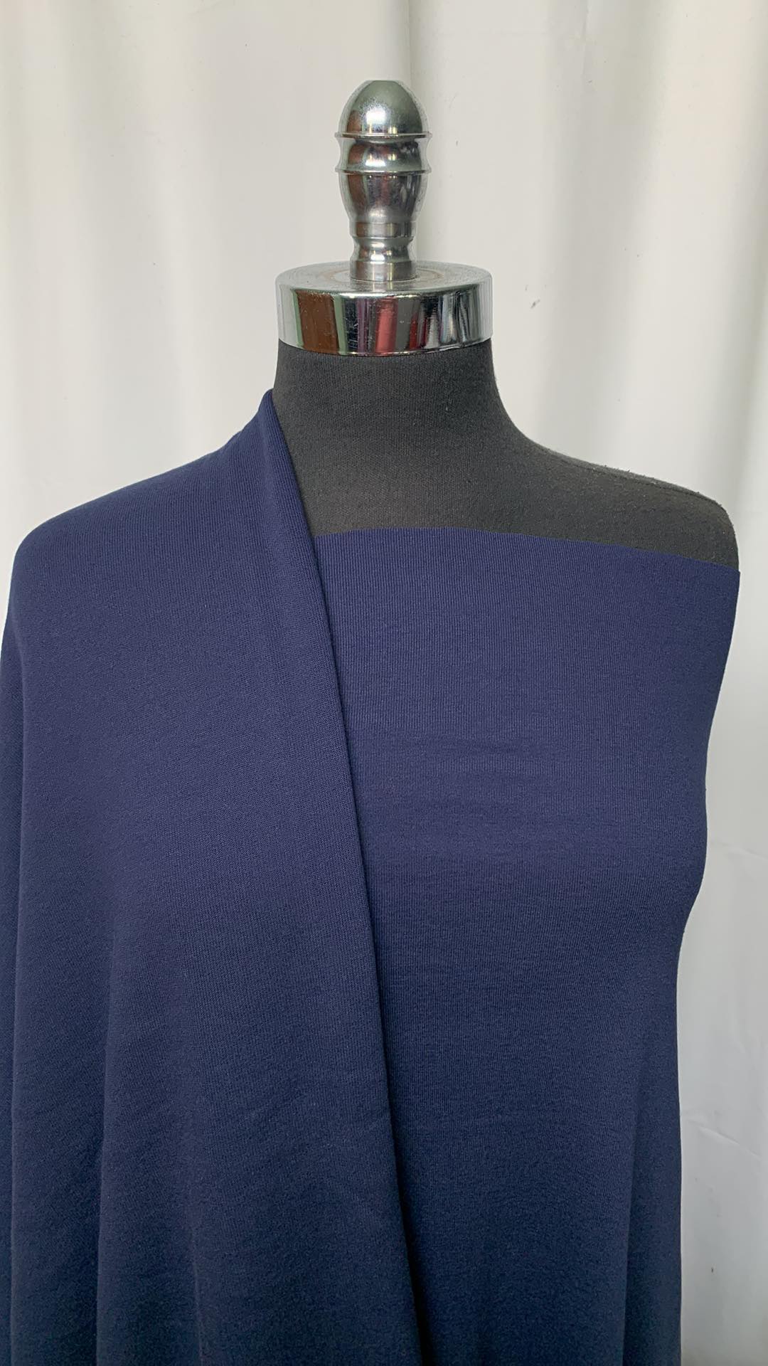 DOUBLE NAVY BUNDLE : 1.5YD Navy Sweatshirt Fleece & 1YD Navy Combed Cotton 1x1 Rib : A1602