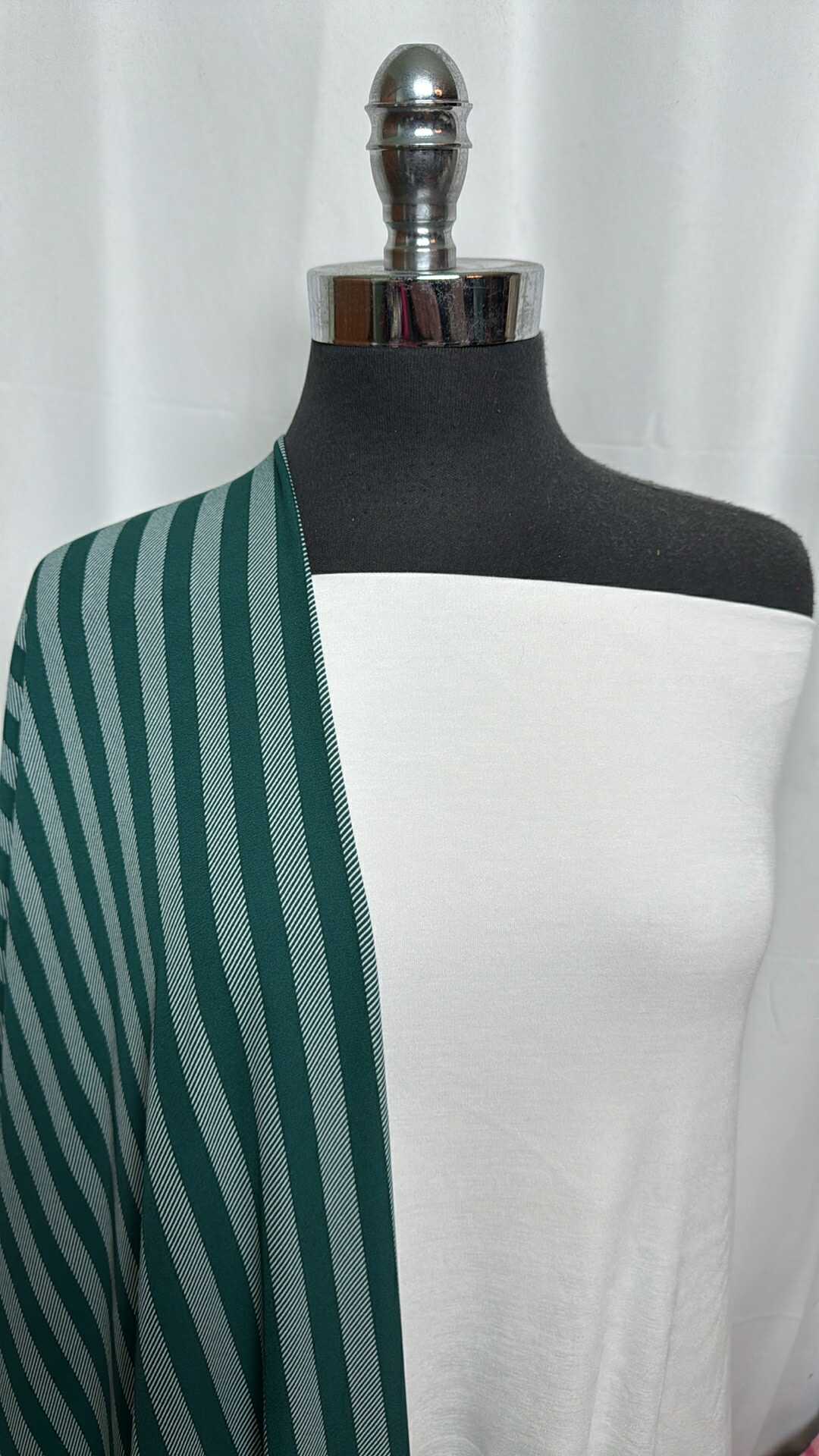 WHITE/GREEN STRIPE BUNDLE : 3.5YD White Modal Ponte & 2.5YD Green Stripe PWD : A29054