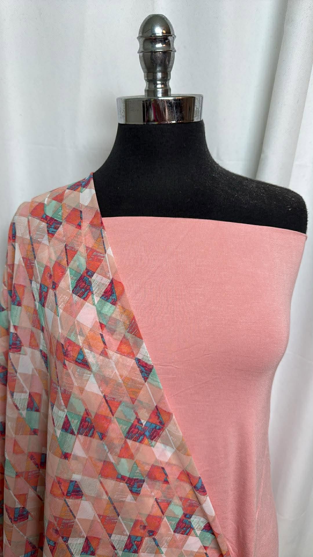 BLUSH/TRIANGLES BUNDLE : 2YD Blush R/S & 2YD Triangles Chiffon : A30475
