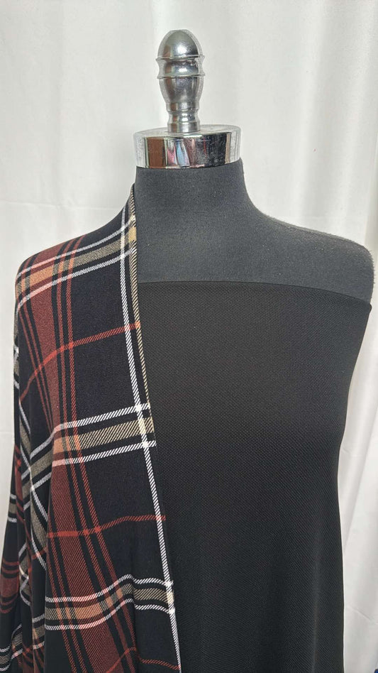 BLACK/PLAID BUNDLE : 2YD Black Micro-Perforated Top-Weight PF & 2YD Plaid Oakley SK : A27403