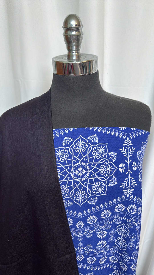 DENIM/MANDALA BUNDLE : 2YD Mandala Bubble Crepe & 1.5YD Stretch Denim (48" Wide) : A28609