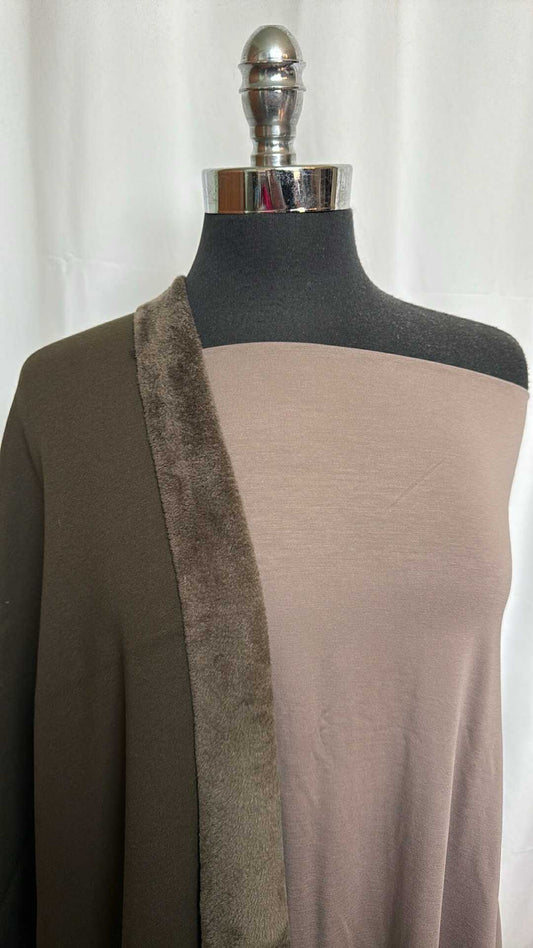 TAUPE/OLIVE PLUSH BUNDLE : 2YD Olive SuperPlush & 2YD Taupe Cotton/Modal/Spandex : A28904