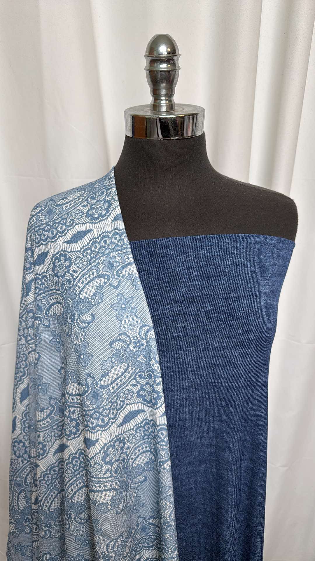 DENIM/LACE BUNDLE : 2YD "Denim" ITY & 2YD Foil Lace Liverpool : A26351