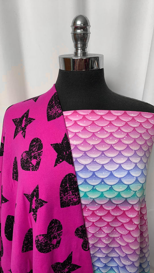 SCALES/HEARTS/STARS BUNDLE : 2YD Ombre Scales DBP & 2YD Fuchsia Hearts & Stars DBP : A2053