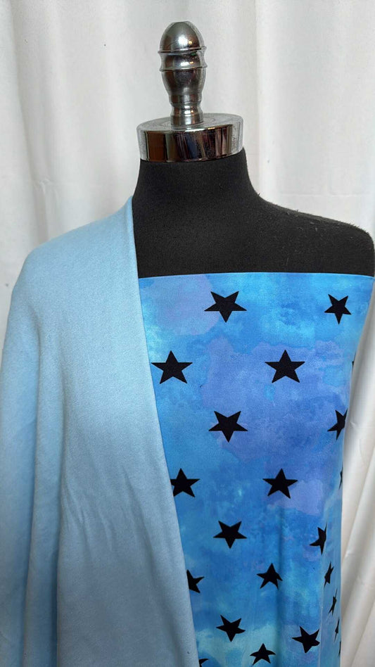 BLUE/TIE DYE STAR BUNDLE : 2YD Blue Tie Dye Star DBP & 2YD Blue Sweatshirt Fleece (72" Wide) : A28295