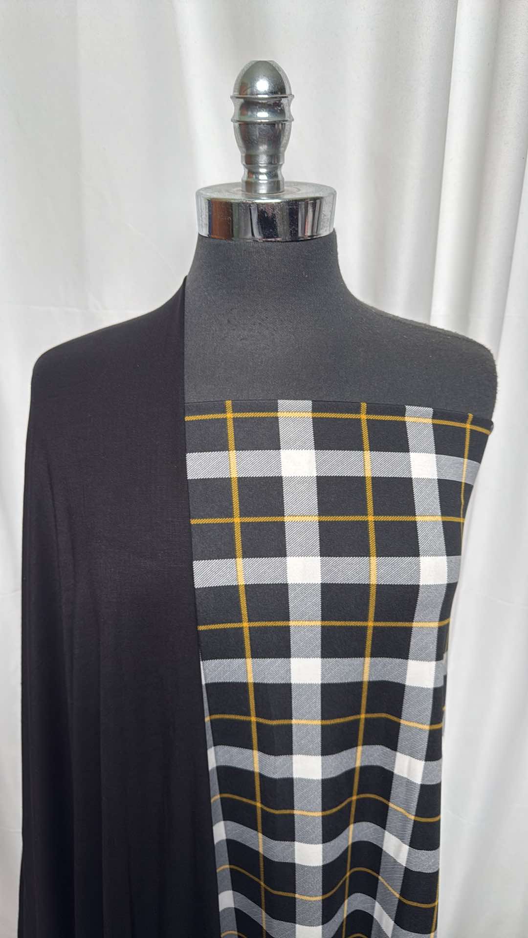 BLACK/PLAID BUNDLE : 2YD Plaid ITY & 2YD Black Modal/Spandex : A26226