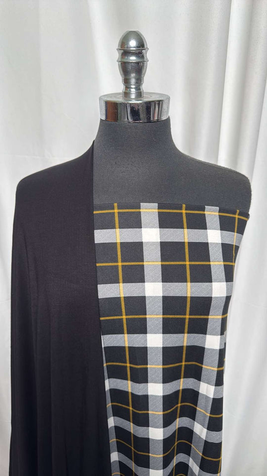 BLACK/PLAID BUNDLE : 2YD Plaid ITY & 2YD Black Modal/Spandex : A26226