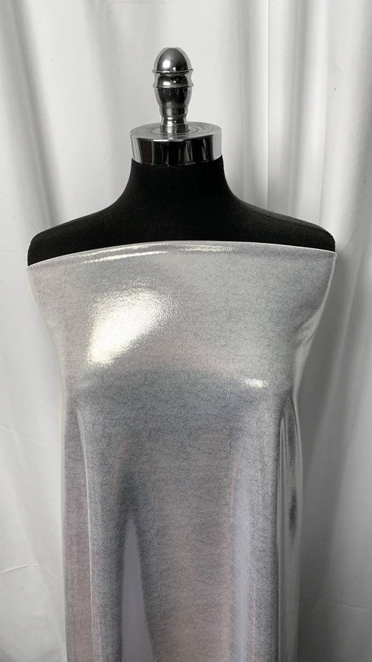 Silver on White - Foil Performance - 1 Yard Cut