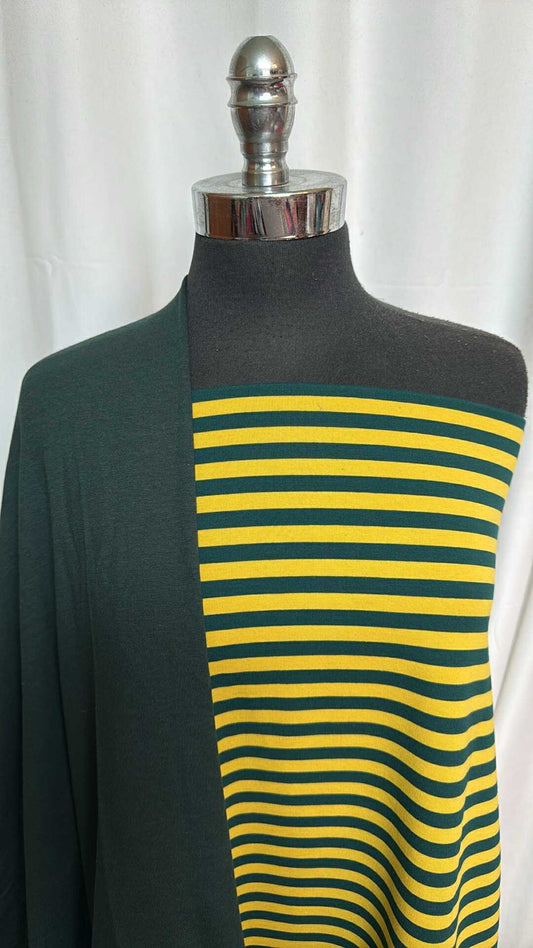 HUNTER/YELLOW STRIPE BUNDLE : 2YD Hunter/Yellow Stripe Organic C/S FT & 1YD Hunter Bamboo C/S FT : A28645