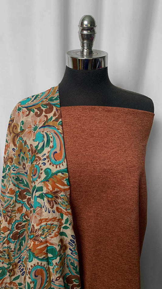 SPICED CHAI/PAISLEY BUNDLE : 2YD Paisley Poly/Cotton Woven & 2YD Spiced Chai Peached PF : A2286