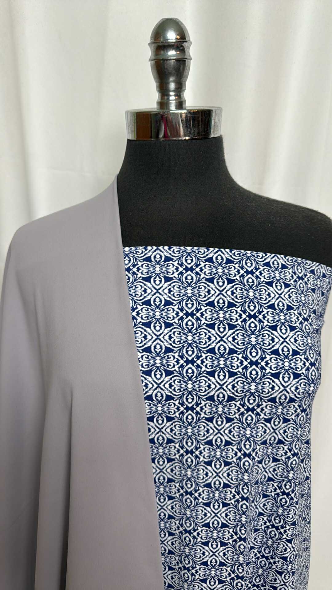 SILVER/BLUE GEO BUNDLE : 1YD Blue/White N/S Swim & 1YD Silver Yoga PF : A29192