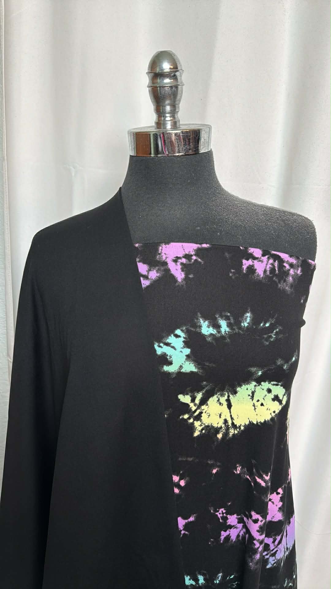 BLACK TIE DYE BUNDLE : 2YD Solid Black Peached PF & 2YD Black Tie Dye DBP : A29631