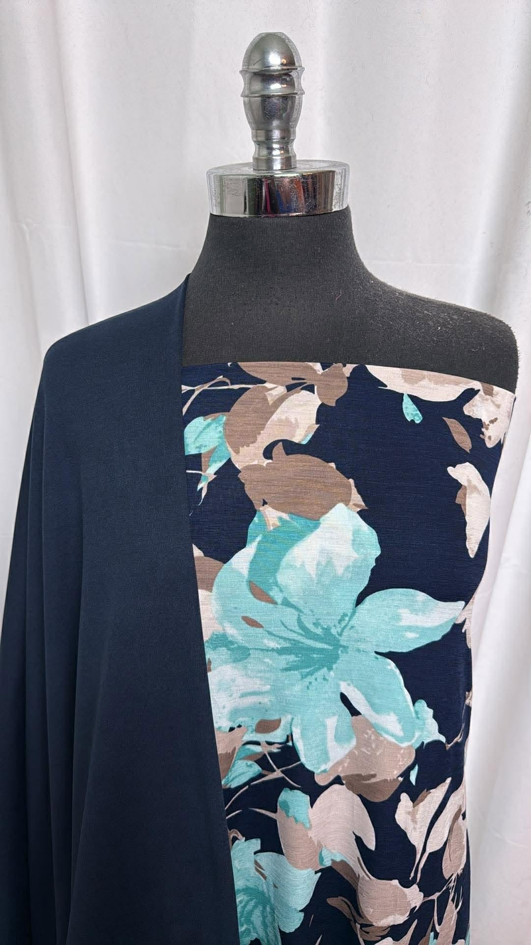 NAVY FLORAL BUNDLE : 3YD Navy Peached PF & 2YD Navy Floral Bulgari : A30283