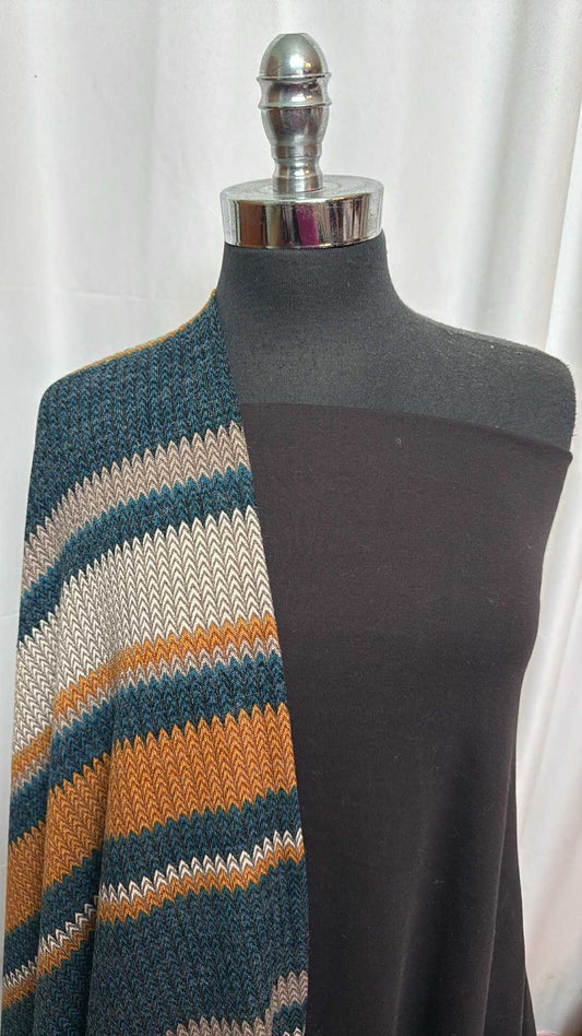 VARIEGATED STRIPE SWEATER BUNDLE : 2YD Soft Black Pima Cotton Interlock & 2YD Variegated Stripe Hacci SK : A27970