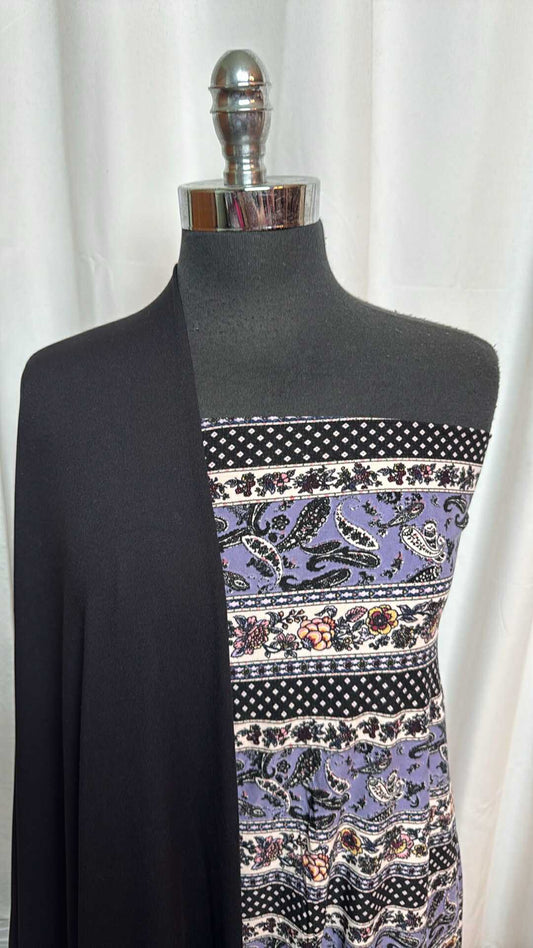 BLACK/PAISLEY STRIPE BUNDLE : 2YD Paisley Stripe SBP & 2YD Solid Black PF : A28723
