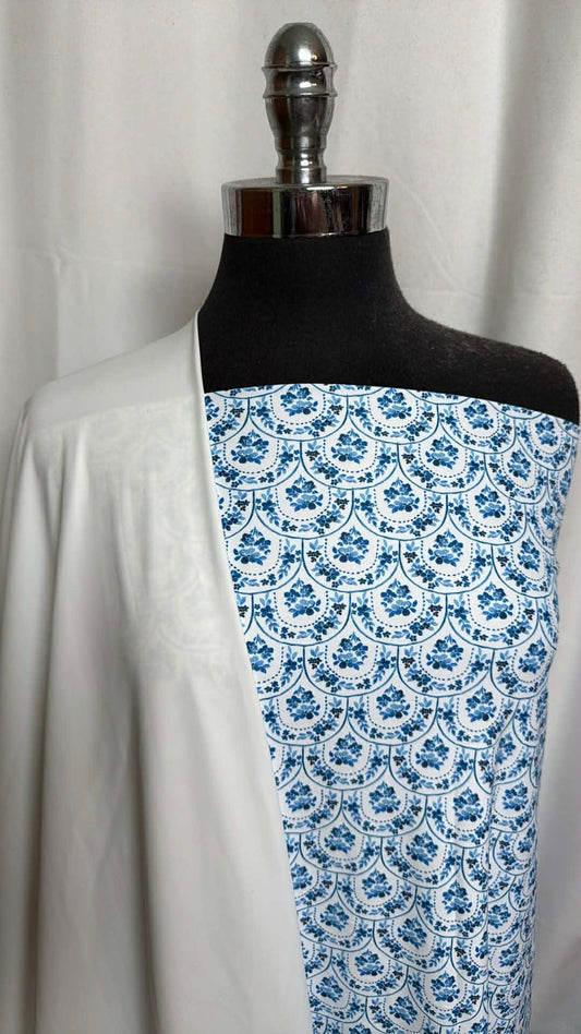 WHITE/TINY BLUE FLORAL BUNDLE : 2YD Tiny Blue Floral N/S & 2YD White N/S : A29922