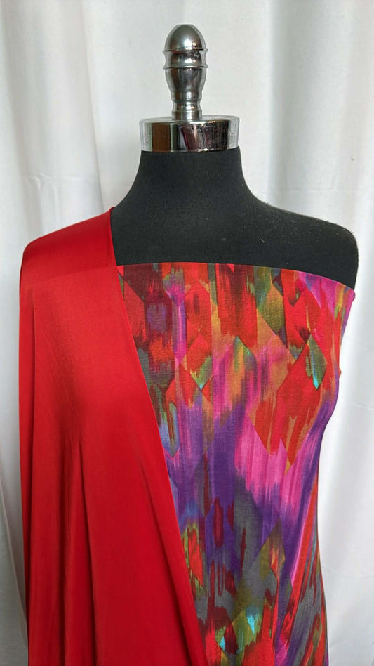RED/ABSTRACT BUNDLE : 2YD Abstract Bulgari & 3.5YD Red Venezia : A29558