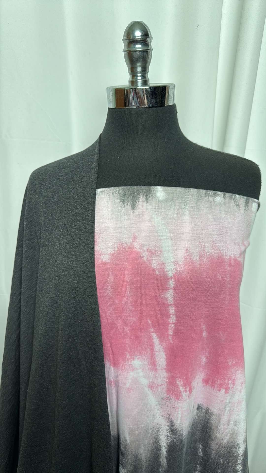 CHARCOAL/PINK TIE DYE BUNDLE : 2YD Charcoal/Pink Tie Dye PRS Jersey & 1+YD Charcoal Modal : A27242
