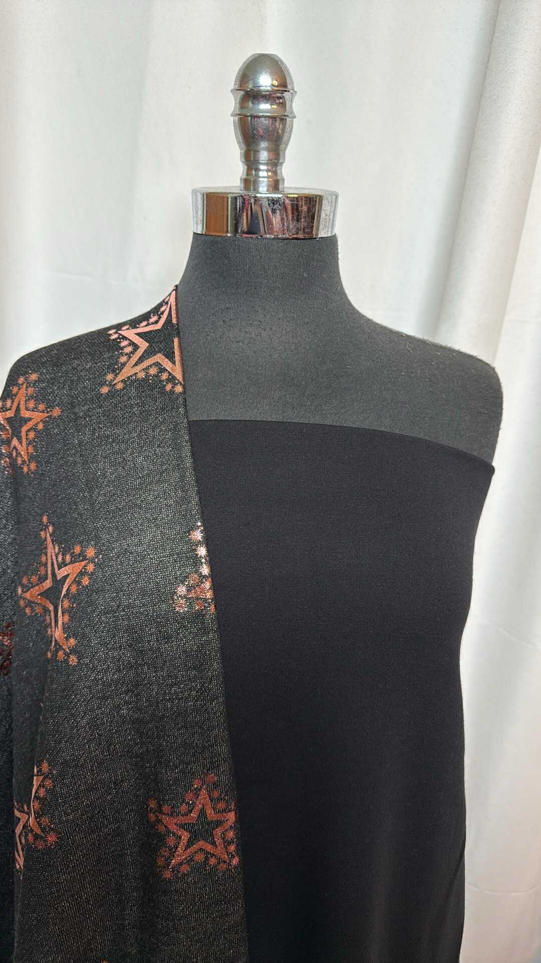 BLACK/FOIL STAR BUNDLE : 1.5YD Black Brushed Modal/Spandex FT & 1YD Star Foil C/P FT : A28741