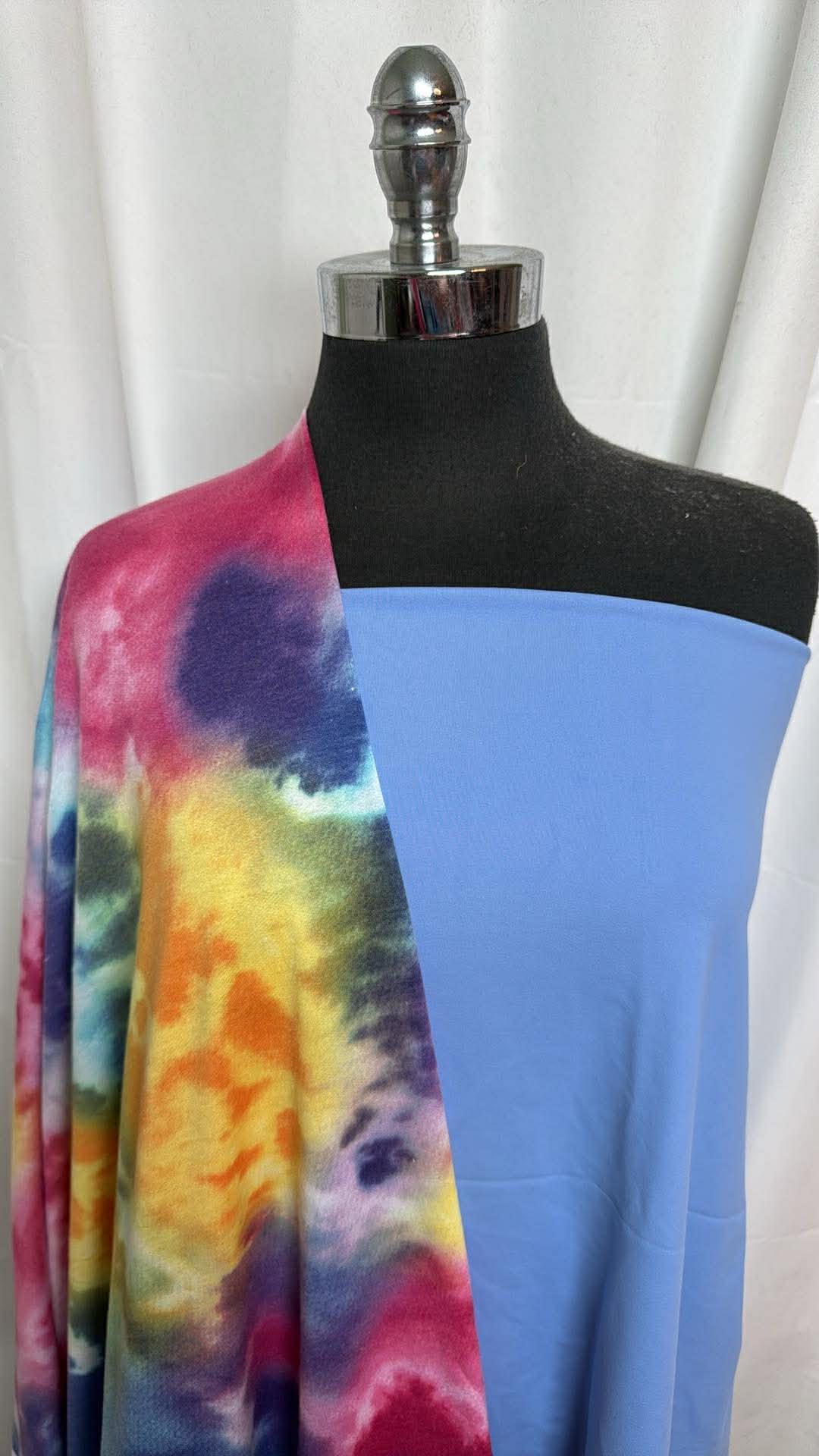 BLUE/MULTI TIE DYE BUNDLE : 1.5YD Blue Supplex & 2YD Multi Tie Dye PRS FT : A30253
