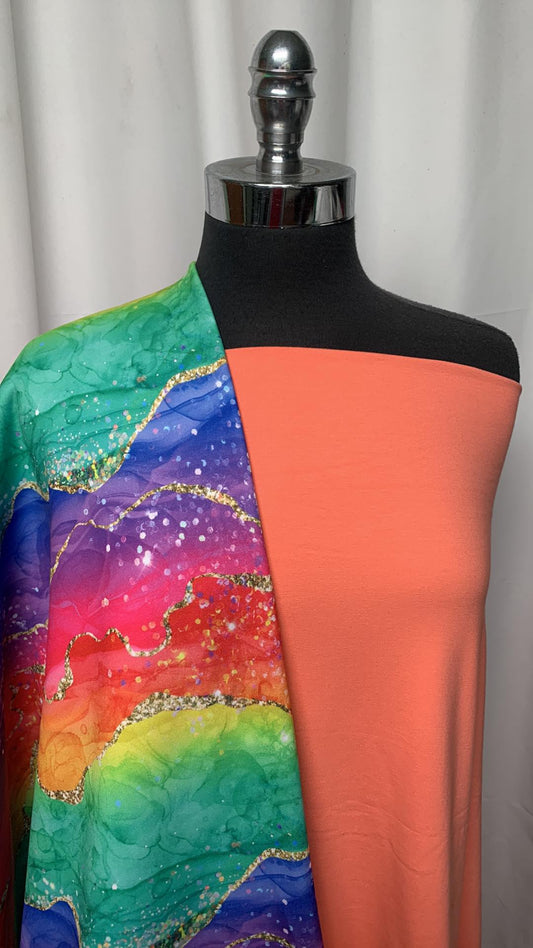 CORAL/RAINBOW GEODE BUNDLE : 3YD Coral C/S & 2YD Rainbow Geode P/S Fleece : A25344