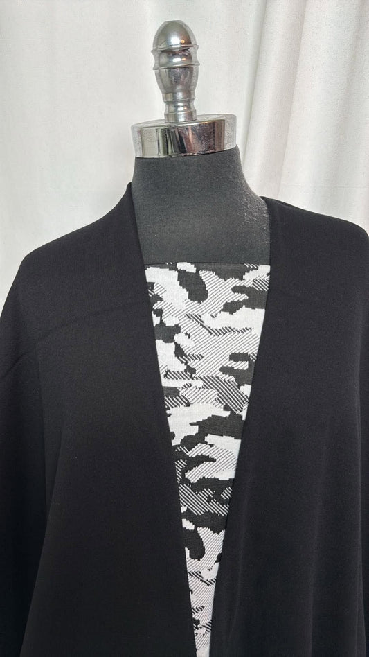 TRIPLE BUNDLE : 2YD Camo Jacquard PF & 1.5YD Black Brushed Sweatshirt Fleece (72" Wide) & 1YD Black Cotton 1x1 Rib : A30937