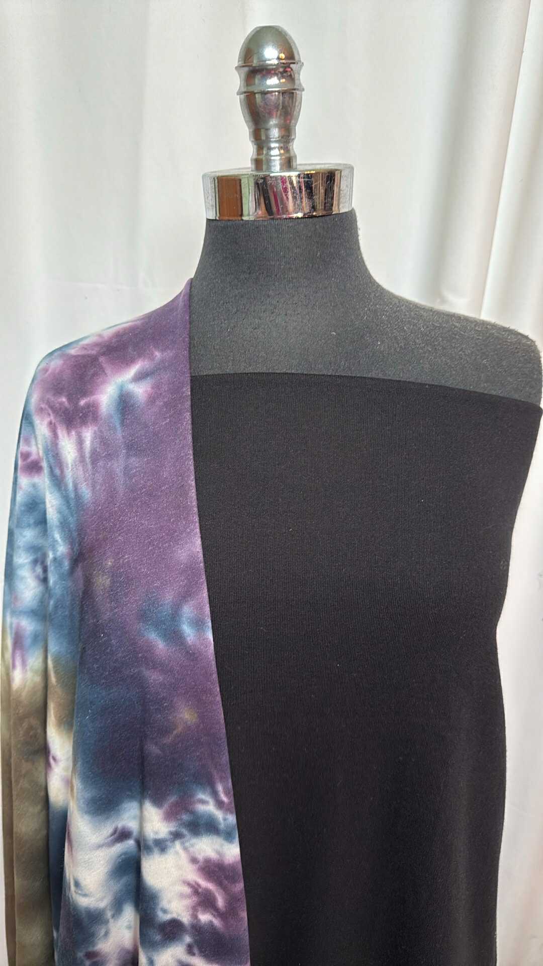 BLACK/PURPLE-BLUE-OLIVE TIE DYE BUNDLE : 2YD Black C/P FT & 2YD Purple/Blue/Olive Tie Dye C/P FT : A27506